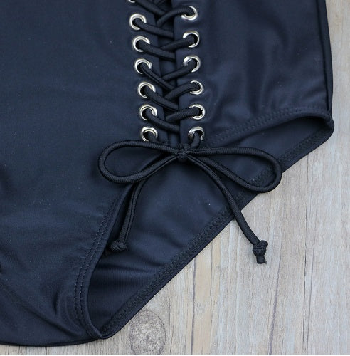 High-Waisted Goth Bikini Set