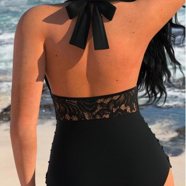 Backless Patchwork One-Piece Swimsuit