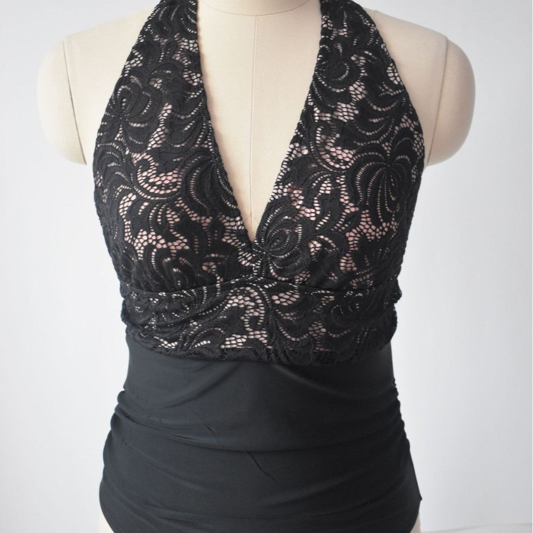 Backless Patchwork One-Piece Swimsuit