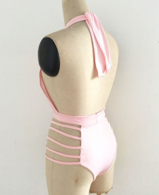 Halter Tie Cutout Back One-Piece Swimsuit