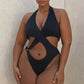 Front Cross One-Piece Swimsuit