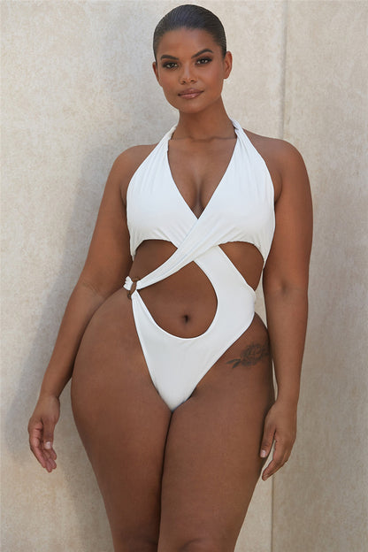 Front Cross One-Piece Swimsuit