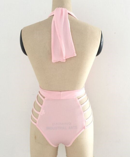 Halter Tie Cutout Back One-Piece Swimsuit