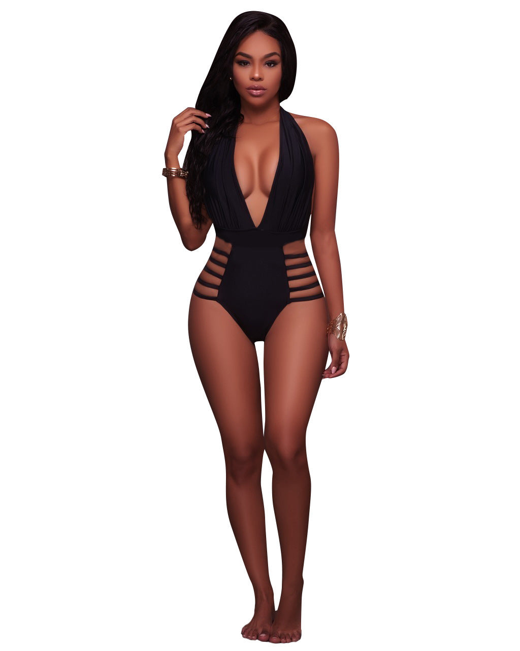 Halter Tie Cutout Back One-Piece Swimsuit