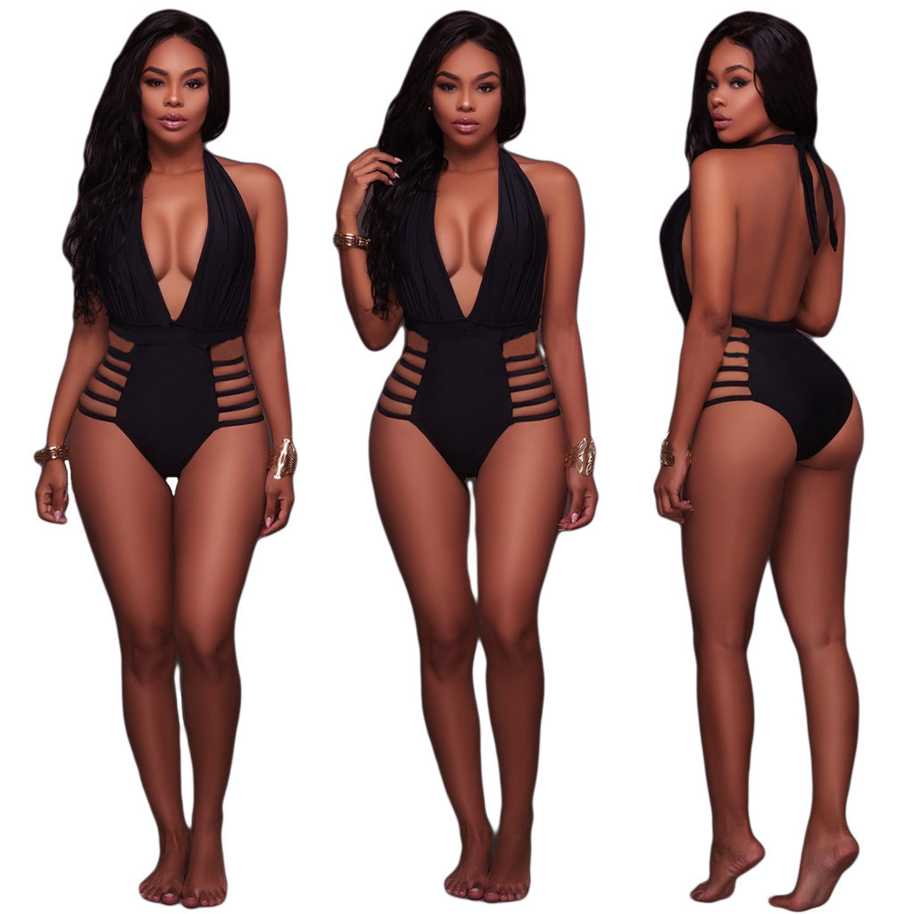 Halter Tie Cutout Back One-Piece Swimsuit