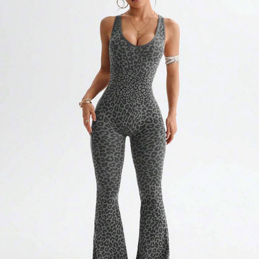 Leopard Print Cross Back Jumpsuit
