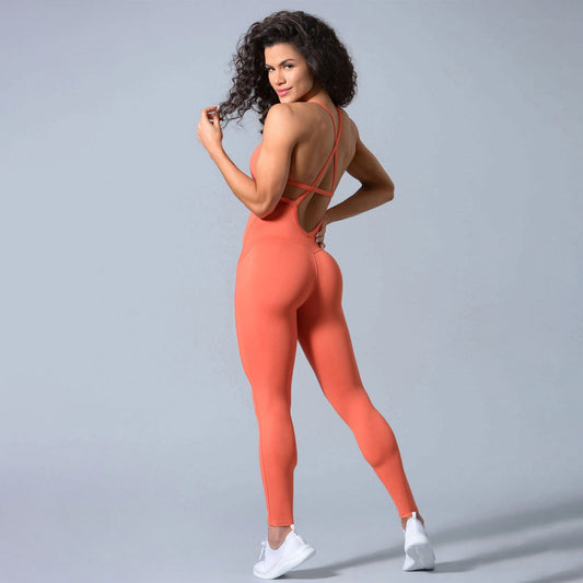 Solid Color Sports Jumpsuit