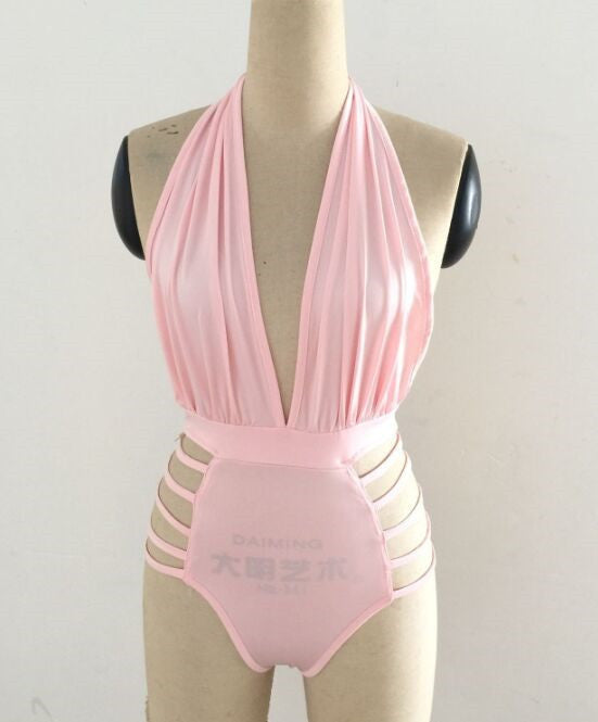 Halter Tie Cutout Back One-Piece Swimsuit