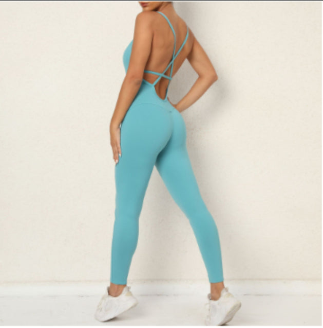 Solid Color Sports Jumpsuit