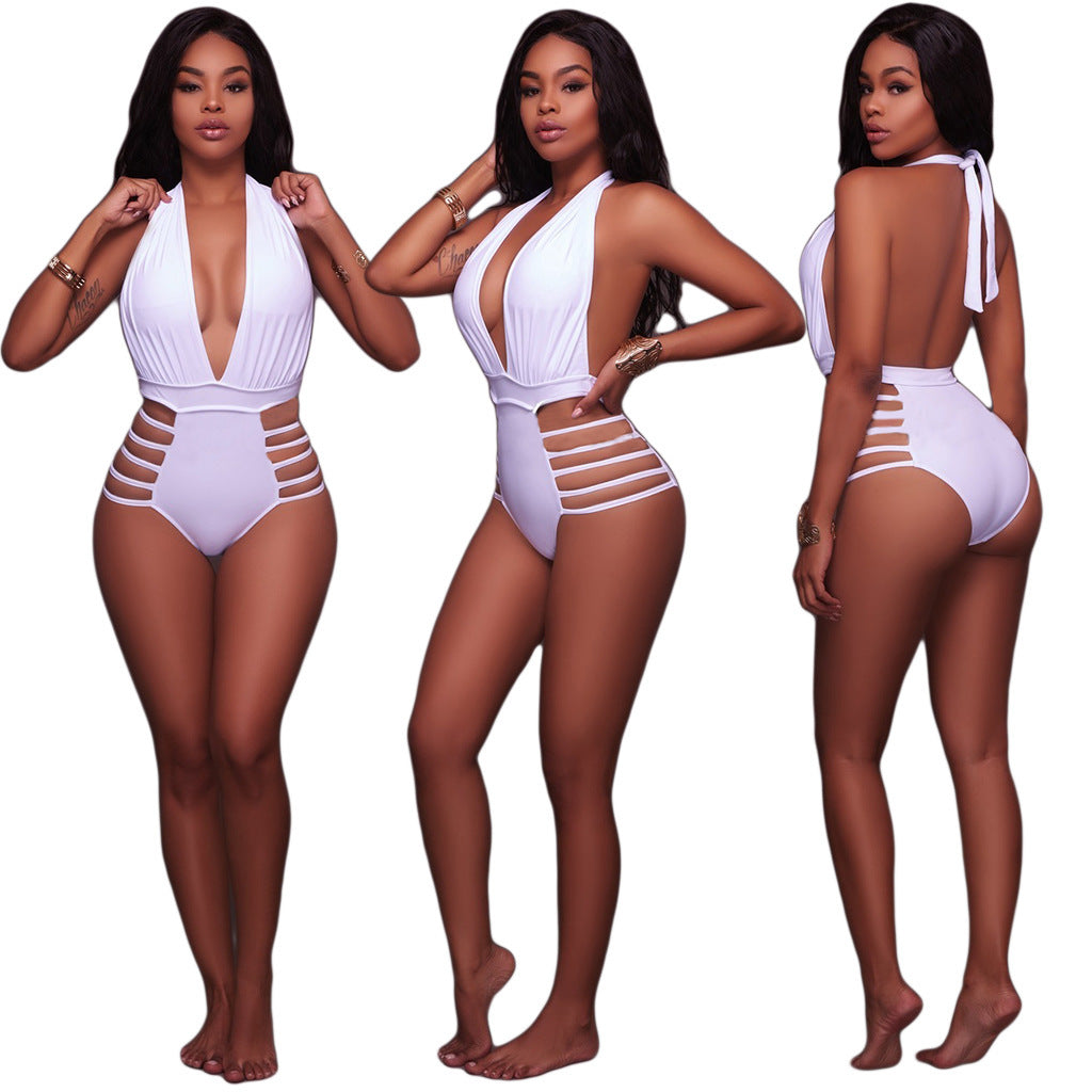 Halter Tie Cutout Back One-Piece Swimsuit